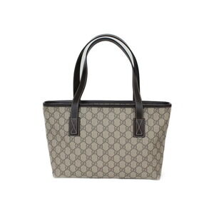 Gucci Handbag Tote Canvas Black Supreme Brown Bag GG Leather Dark